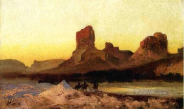  Mountain Art - Indians at the Green river landscape Rocky Mountains School Thomas Moran